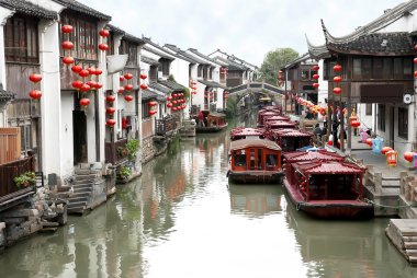 Traditional Suzhou river street clipart