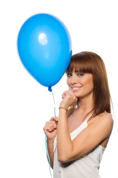 Donna sorridente con palloncino — Foto Stock