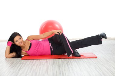 Woman with fitness ball clipart