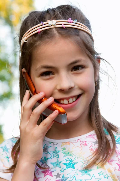 Girl with telephone — Stock Photo, Image