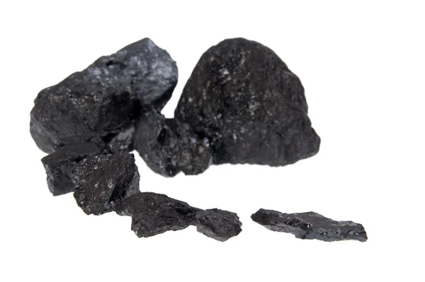 Na białym tle węgla, bryłki węgla — Zdjęcie stockowe