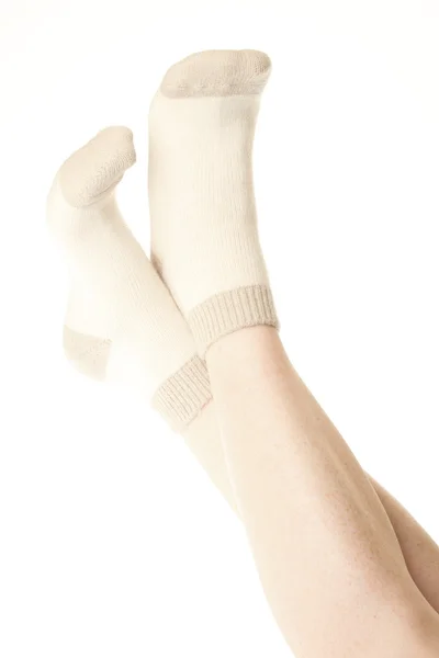 Sock on the foot - relax - isolated — Stock Photo, Image