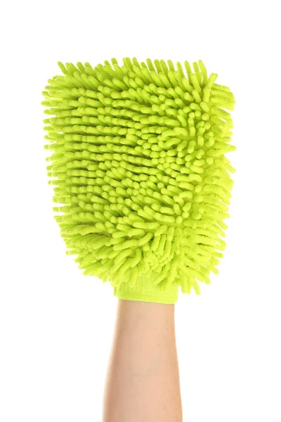 Female hand with a sponge mitt — Stock Photo, Image