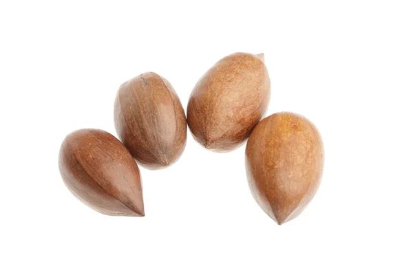 Pekannötter isolerad på vit bakgrund — Stockfoto