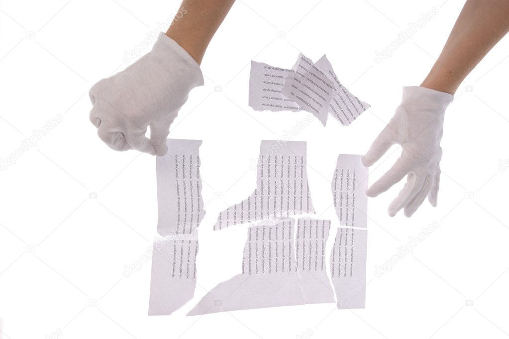 Shredded paper in hand