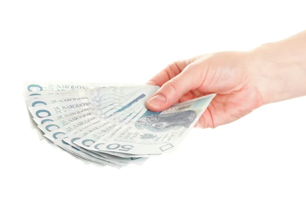 stock image Polish money isolated in hand