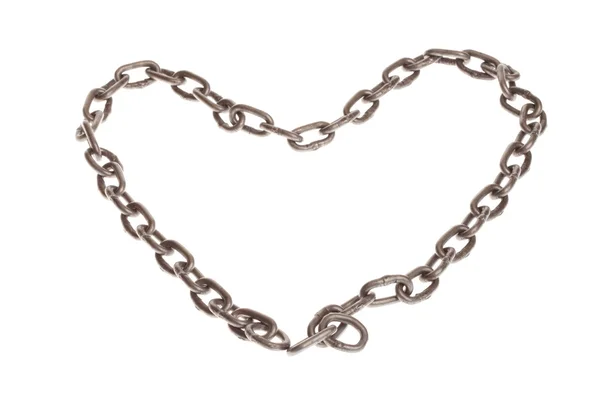 Heart - Rusty chain isolated — Stock Photo, Image
