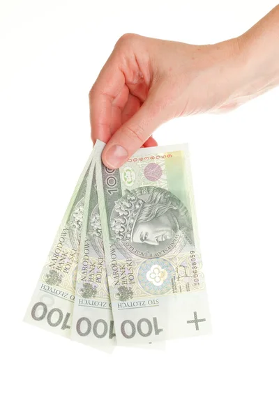 Dinero polaco aislado en mano —  Fotos de Stock