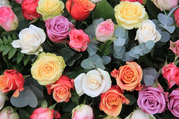 Ramo de rosas en colores brillantes —  Fotos de Stock