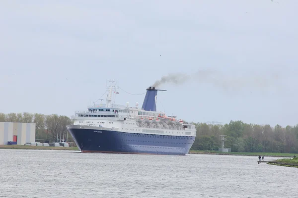 May 5th, 2012 Velsen, the Netherlands. Ocean Countess on canal t Stock Photo