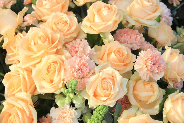 柔らかいオレンジ色のバラやカーネーション — ストック写真