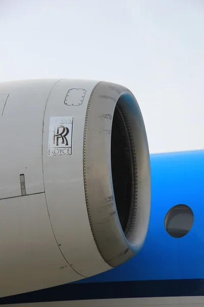 Março, 24th Amsterdam Schiphol Airport Detalhe do motor KLM F100 — Fotografia de Stock