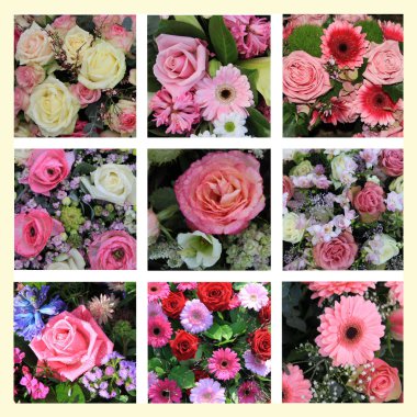 Mixed pink flower collage clipart