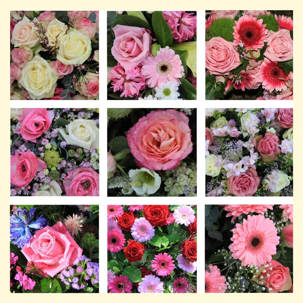 Gemischte rosa Blumencollage — Stockfoto