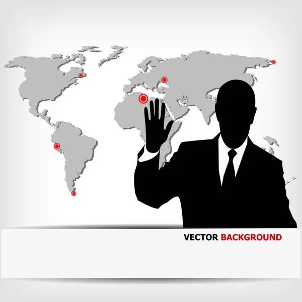 Geschäftsmann-Silhouette mit Weltkarte — Stockfoto