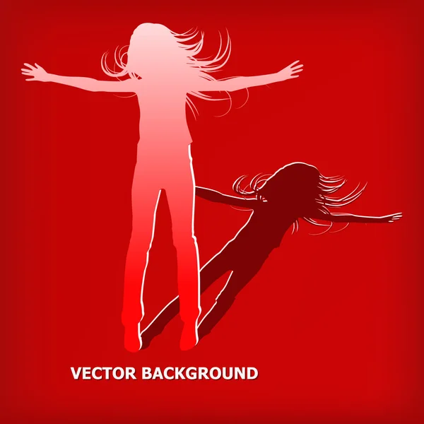 Abstract silhouette girl which jump background — Stock Photo, Image