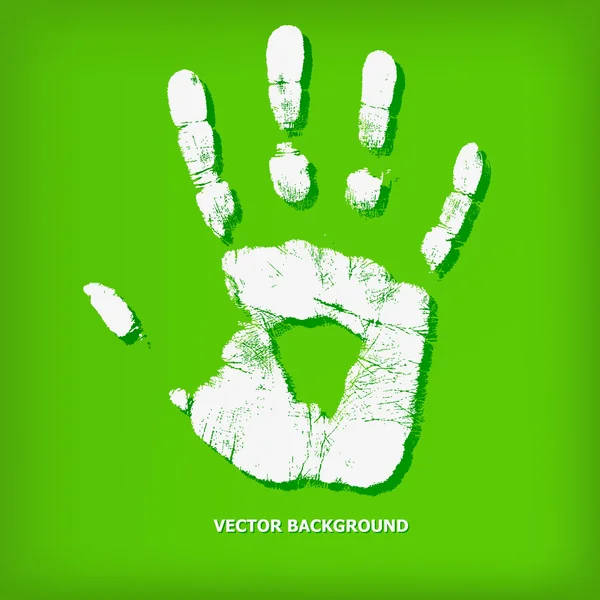Abstract hand print on a green background — Stock Photo, Image