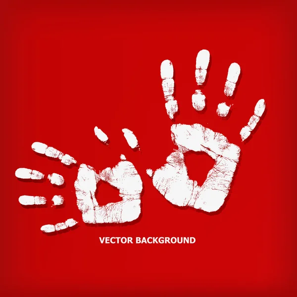 Abstract hand print on a red background — Stock Photo, Image