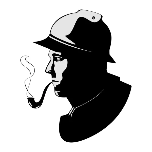 Silhouette pipe smoker — Stok fotoğraf