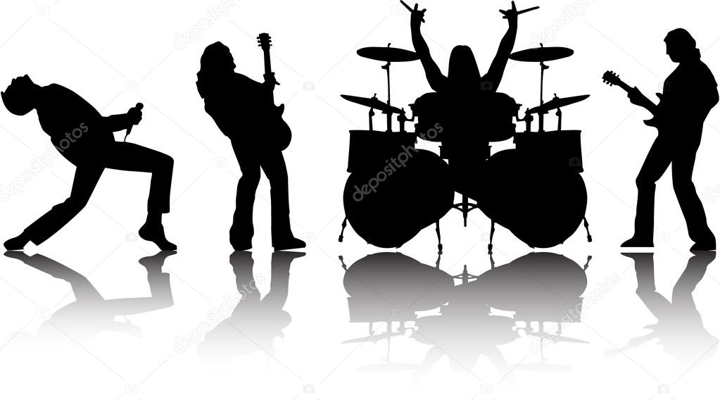The vector musicans silhouettes set