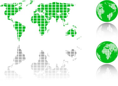 The green world map and globe