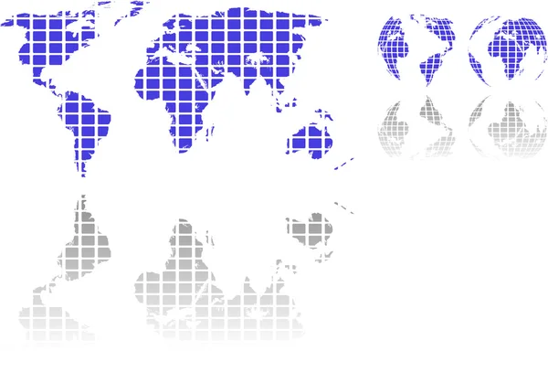 La mappa del mondo verde e il globo — Foto Stock