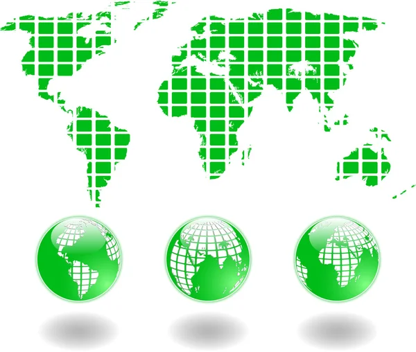 El mapa del mundo verde y el globo — Foto de Stock
