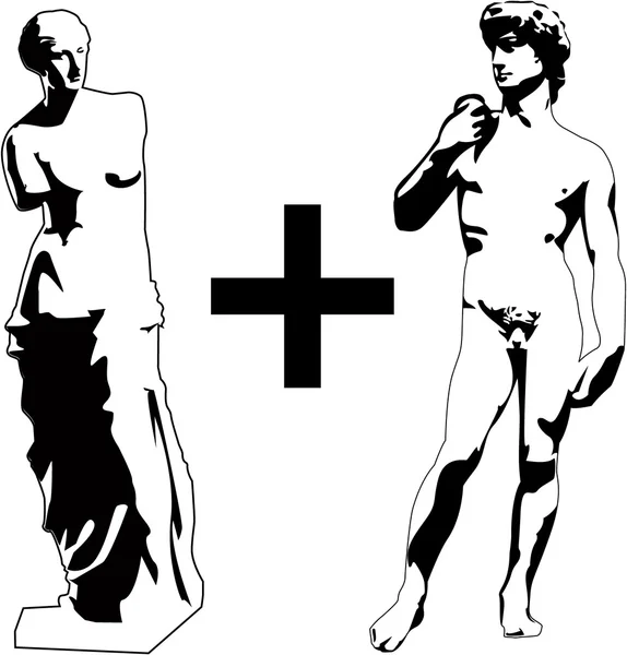 矢量雕塑大卫和金星 — 图库矢量图片