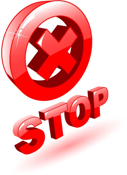 3d wektor czerwony stop symbol na białym tle — Wektor stockowy