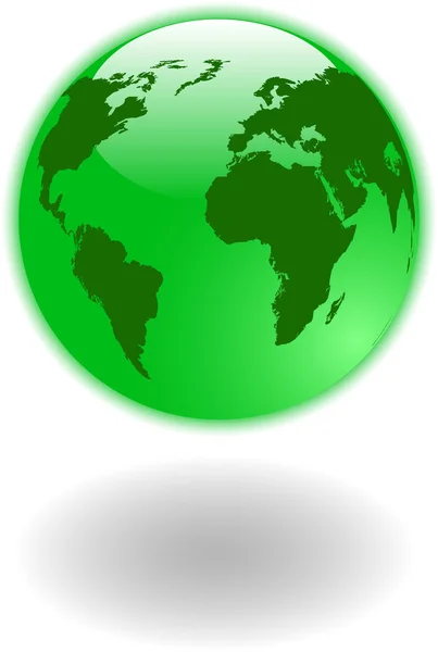The vector green world map and globe — Stock Vector
