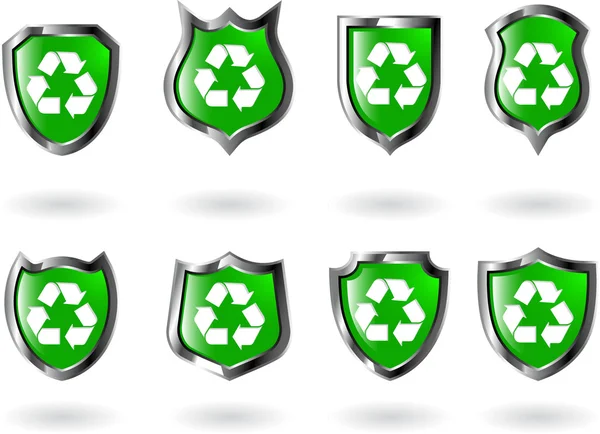 O conjunto vetor escudo verde —  Vetores de Stock
