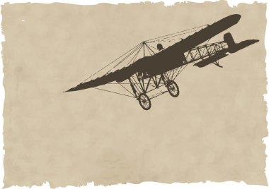 the vector old plane silhouette on old paper clipart