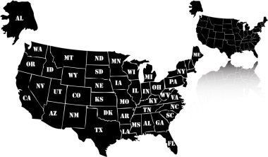 the vector black usa map set clipart