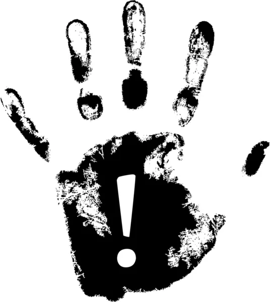 Empreinte de main vectorielle avec point d'exclamation — Image vectorielle