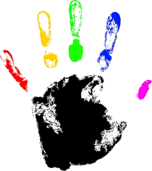 矢量手打印用彩虹的手指 — 图库矢量图片