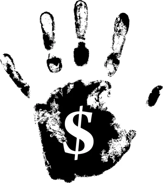 Векторный отпечаток руки с символом доллара — стоковый вектор