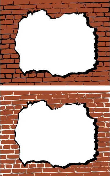 A parede de tijolo vetorial com furo — Vetor de Stock