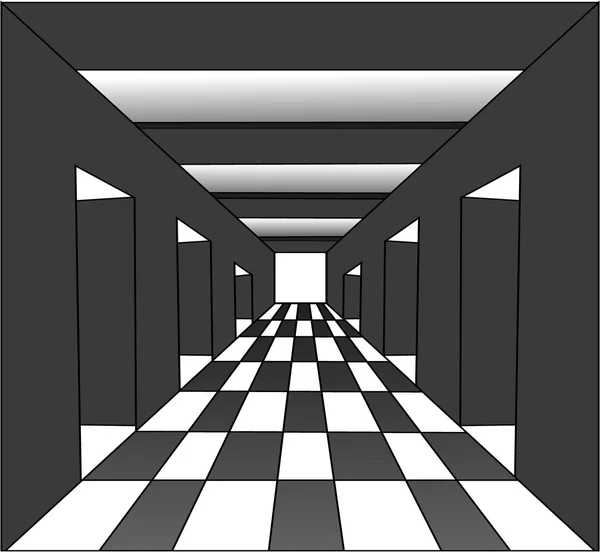 Abstrakter Korridor mit offenen Türen — Stockvektor
