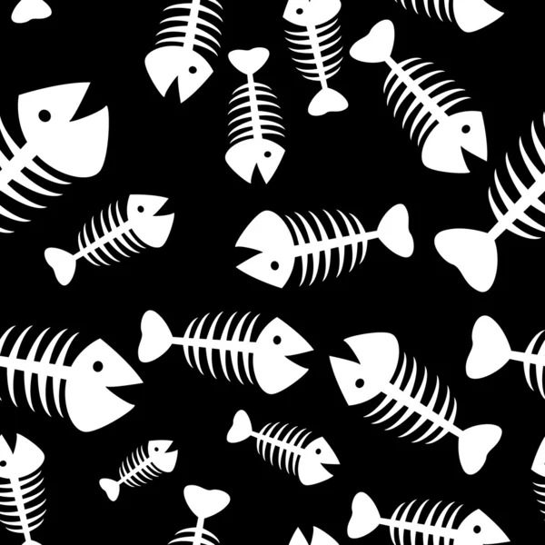 The vector abstract fish skeleton seamless background — Stock Vector