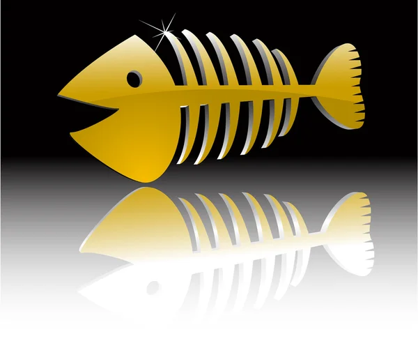 抽象的なベクトルの金の魚の骨格 — ストックベクタ