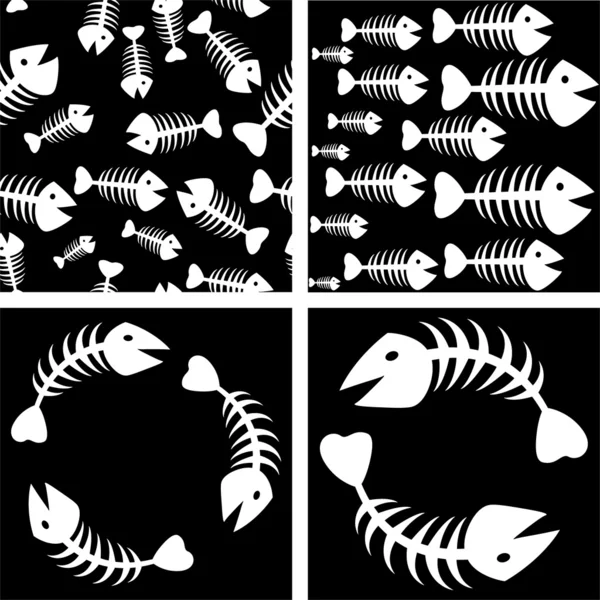 抽象的な魚スケルトンのベクトルの背景の設定 — ストックベクタ