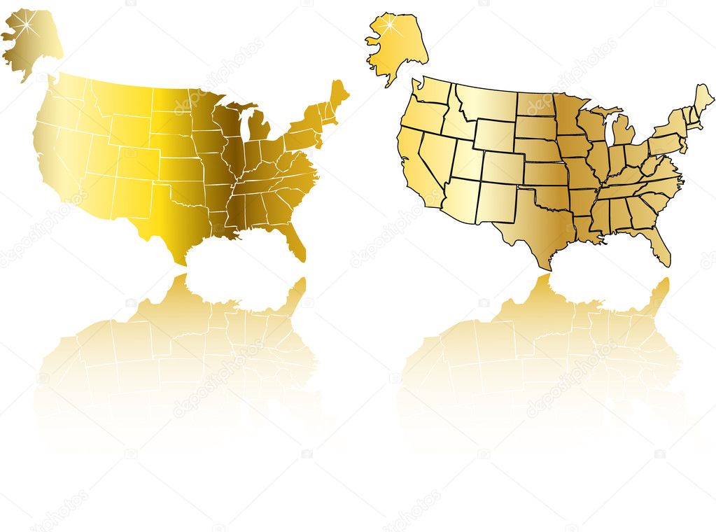 the vector gold usa map set