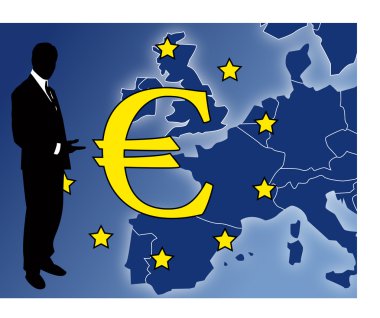 The euro sign with businessman