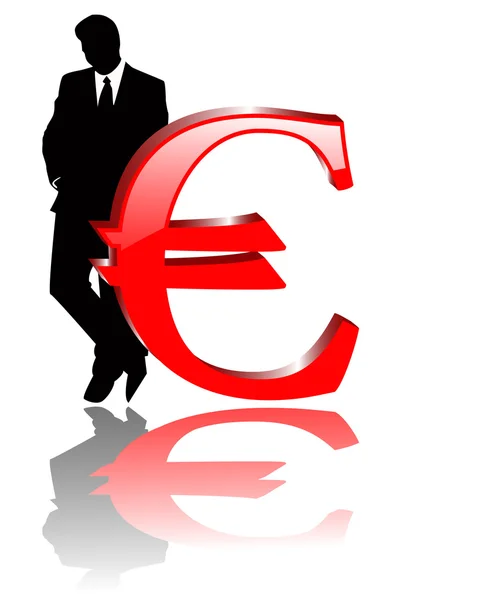 El signo del euro con el empresario — Foto de Stock