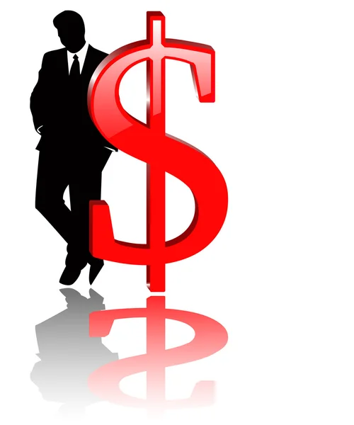 The dollar sign with businessman — Stock fotografie