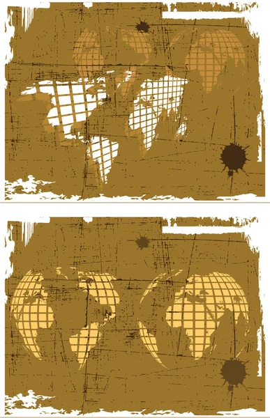 设置的矢量复古 grunge 世界地图 — 图库矢量图片