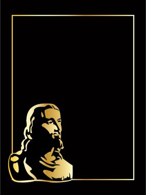 the vector gold jesus on black background clipart
