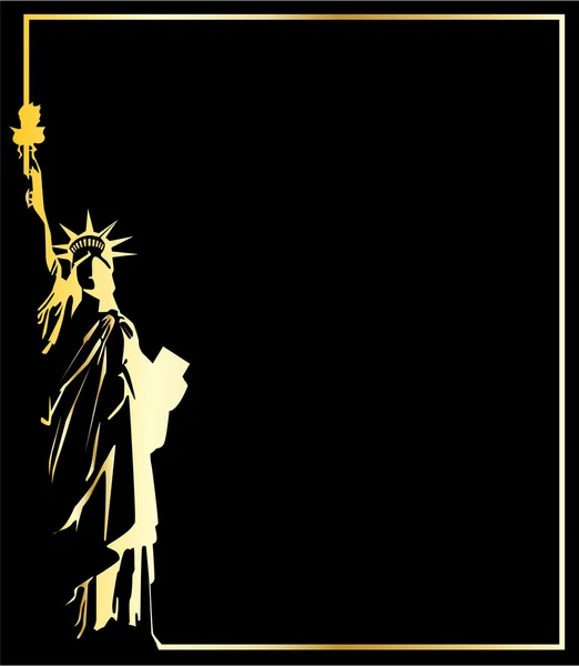 La statue vectorielle d'or de la liberté sur fond noir — Image vectorielle