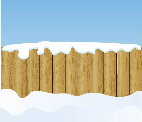 Stock vector the vector winter background with wooden fence