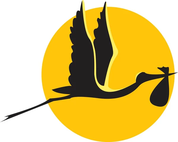 La cigogne volante vectorielle avec un faisceau — Image vectorielle
